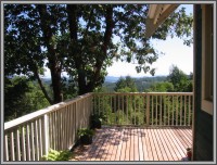 The Hale Eddy Bed & Breakfast Suites, Salt Spring Island  - Mountain Suite Deck - looking out from Sitting Room
